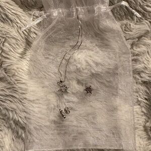 Sterling Silver Snowflake Necklace and Earrings Set